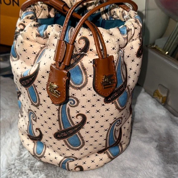 ETRO Milano Paisley Drawstring Clutch with Brown Leather Accents - Picture 15 of 16